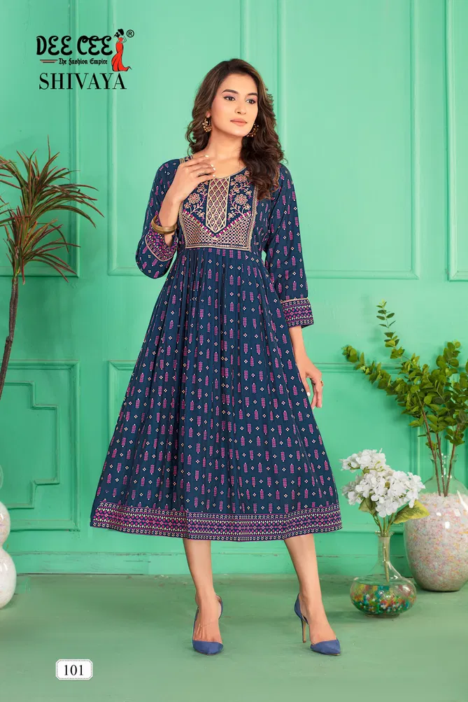 Shivaya By Deecee Chanderi Plain Flared Long Kurtis Wholesale Shop In Surat